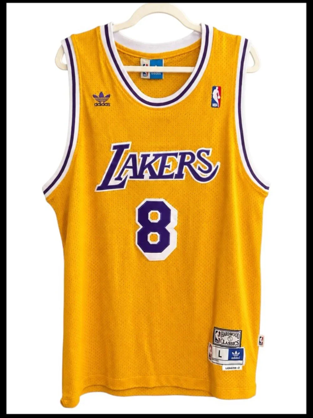 Adidas Kobe Bryant #8 Lakers Jersey Gold Purple Hardwood Classics Swingman L